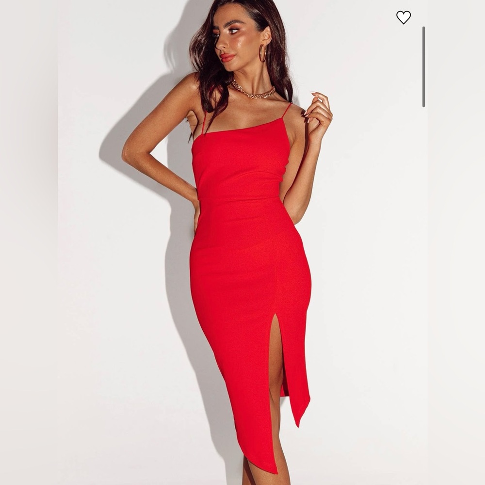 Princess Polly Aero Midi Dress Red